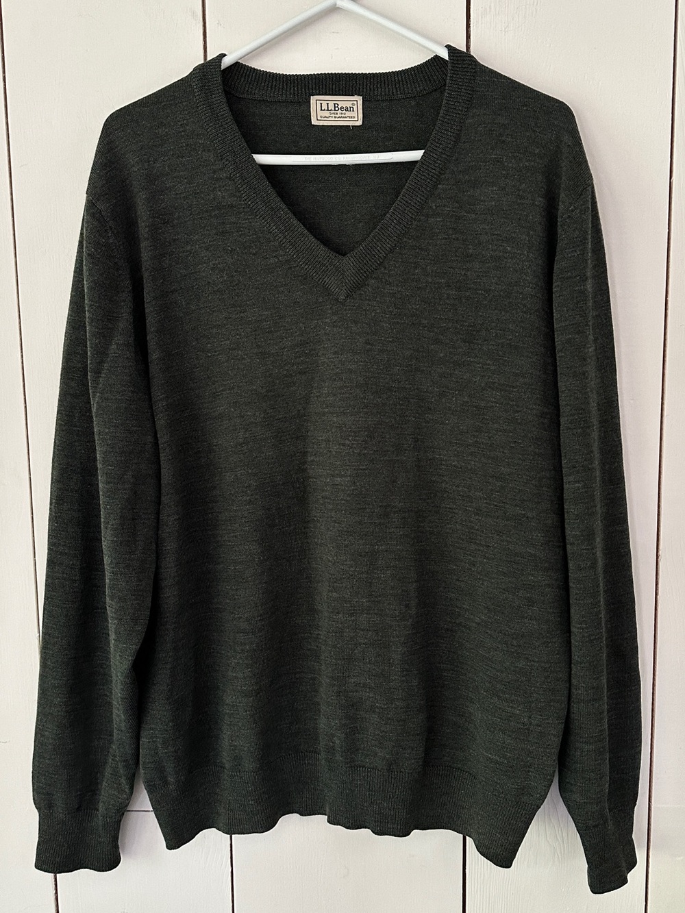 Vintage LL Bean Men’s V-Neck Sweater Forest Green Heritage Old Money